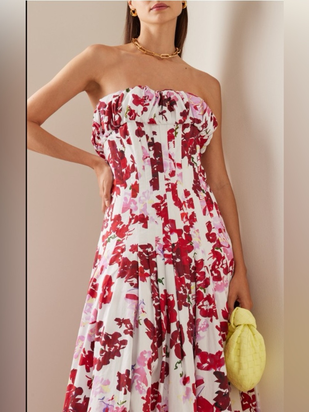 Aje Mathilda Pink FloralPrinted White Panel Bubble Hem Strapless Dress AU10/US6 - Picture 10 of 10
